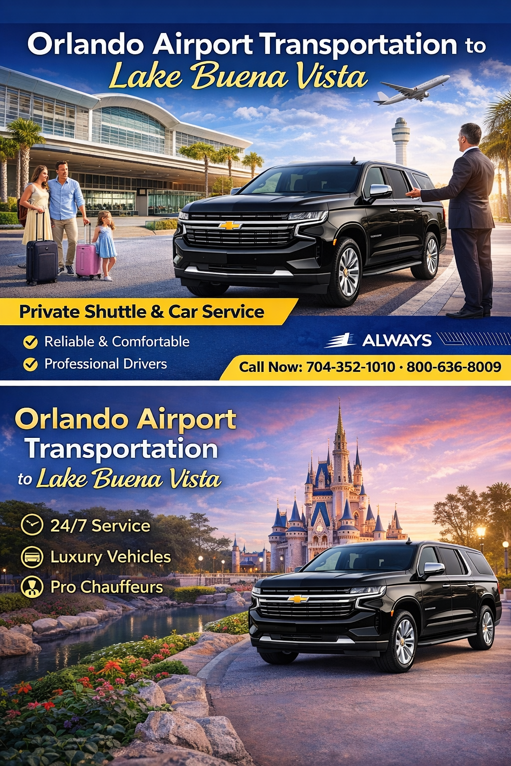 Orlando Airport Transportation to Lake Buena Vista Suburban SUV – Always Superb Transport